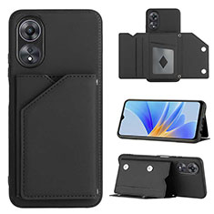 Soft Luxury Leather Snap On Case Cover YB1 for Oppo A17 Black