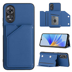 Soft Luxury Leather Snap On Case Cover YB1 for Oppo A17 Blue