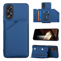 Soft Luxury Leather Snap On Case Cover YB1 for Oppo A18 Blue