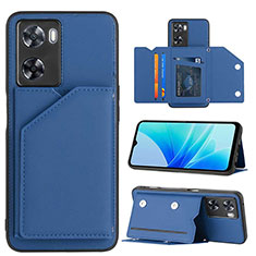 Soft Luxury Leather Snap On Case Cover YB1 for Oppo A57 4G Blue