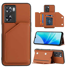 Soft Luxury Leather Snap On Case Cover YB1 for Oppo A57 4G Brown