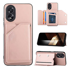 Soft Luxury Leather Snap On Case Cover YB1 for Oppo A58 4G Rose Gold