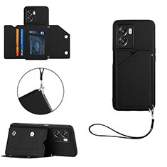 Soft Luxury Leather Snap On Case Cover YB1 for Oppo A77 5G Black