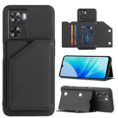 Soft Luxury Leather Snap On Case Cover YB1 for Oppo A77s Black