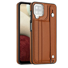 Soft Luxury Leather Snap On Case Cover YB1 for Samsung Galaxy A12 Brown