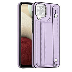 Soft Luxury Leather Snap On Case Cover YB1 for Samsung Galaxy A12 Nacho Purple