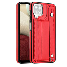 Soft Luxury Leather Snap On Case Cover YB1 for Samsung Galaxy A12 Nacho Red