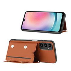 Soft Luxury Leather Snap On Case Cover YB1 for Samsung Galaxy A14 5G Brown
