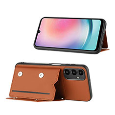 Soft Luxury Leather Snap On Case Cover YB1 for Samsung Galaxy A25 5G Brown