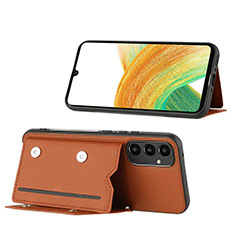 Soft Luxury Leather Snap On Case Cover YB1 for Samsung Galaxy A54 5G Brown