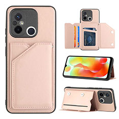 Soft Luxury Leather Snap On Case Cover YB1 for Xiaomi Poco C55 Rose Gold
