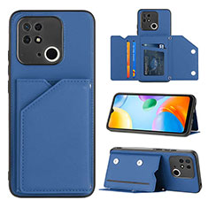 Soft Luxury Leather Snap On Case Cover YB1 for Xiaomi Redmi 10C 4G Blue