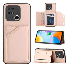 Soft Luxury Leather Snap On Case Cover YB1 for Xiaomi Redmi 10C 4G Rose Gold
