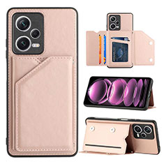 Soft Luxury Leather Snap On Case Cover YB1 for Xiaomi Redmi Note 12 5G Rose Gold