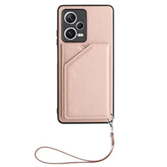 Soft Luxury Leather Snap On Case Cover YB1 for Xiaomi Redmi Note 12 Pro 5G Rose Gold