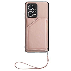 Soft Luxury Leather Snap On Case Cover YB1 for Xiaomi Redmi Note 12 Pro+ Plus 5G Rose Gold