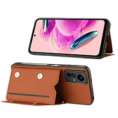 Soft Luxury Leather Snap On Case Cover YB1 for Xiaomi Redmi Note 12S Brown