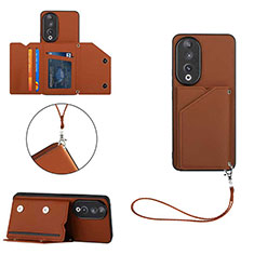 Soft Luxury Leather Snap On Case Cover YB2 for Huawei Honor 90 5G Brown