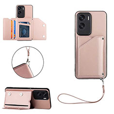 Soft Luxury Leather Snap On Case Cover YB2 for Huawei Honor 90 Lite 5G Rose Gold