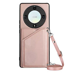 Soft Luxury Leather Snap On Case Cover YB2 for Huawei Honor Magic5 Lite 5G Rose Gold