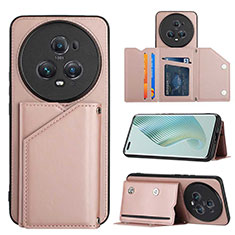 Soft Luxury Leather Snap On Case Cover YB2 for Huawei Honor Magic5 Pro 5G Rose Gold