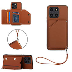 Soft Luxury Leather Snap On Case Cover YB2 for Huawei Honor X6a Brown