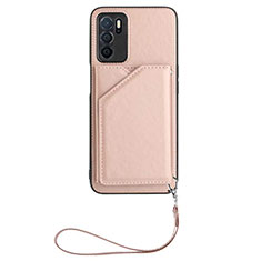 Soft Luxury Leather Snap On Case Cover YB2 for Oppo A16 Rose Gold
