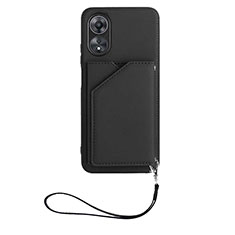Soft Luxury Leather Snap On Case Cover YB2 for Oppo A17 Black