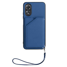 Soft Luxury Leather Snap On Case Cover YB2 for Oppo A17 Blue