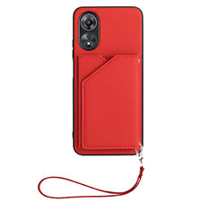 Soft Luxury Leather Snap On Case Cover YB2 for Oppo A17 Red