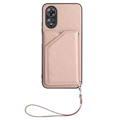 Soft Luxury Leather Snap On Case Cover YB2 for Oppo A17 Rose Gold