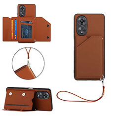 Soft Luxury Leather Snap On Case Cover YB2 for Oppo A58 4G Brown