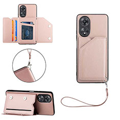 Soft Luxury Leather Snap On Case Cover YB2 for Oppo A58 4G Rose Gold