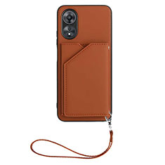 Soft Luxury Leather Snap On Case Cover YB2 for Oppo A58 5G Brown