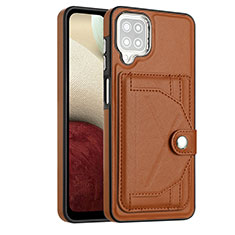 Soft Luxury Leather Snap On Case Cover YB2 for Samsung Galaxy A12 Brown