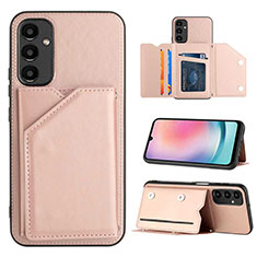 Soft Luxury Leather Snap On Case Cover YB2 for Samsung Galaxy A25 5G Rose Gold