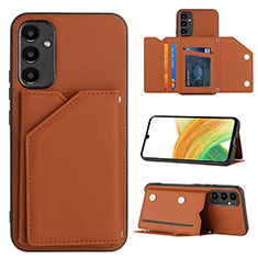 Soft Luxury Leather Snap On Case Cover YB2 for Samsung Galaxy A54 5G Brown