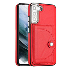 Soft Luxury Leather Snap On Case Cover YB2 for Samsung Galaxy S21 FE 5G Red