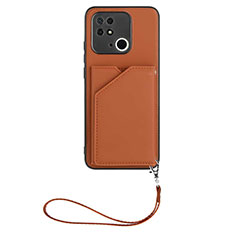 Soft Luxury Leather Snap On Case Cover YB2 for Xiaomi Redmi 10 Power Brown