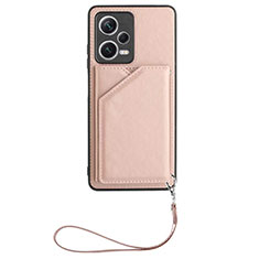 Soft Luxury Leather Snap On Case Cover YB2 for Xiaomi Redmi Note 12 5G Rose Gold