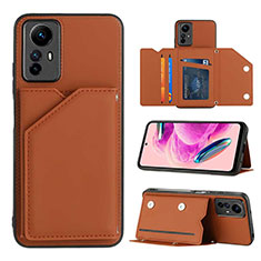 Soft Luxury Leather Snap On Case Cover YB2 for Xiaomi Redmi Note 12S Brown