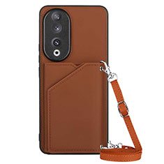Soft Luxury Leather Snap On Case Cover YB3 for Huawei Honor 90 5G Brown