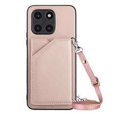 Soft Luxury Leather Snap On Case Cover YB3 for Huawei Honor X6a Rose Gold