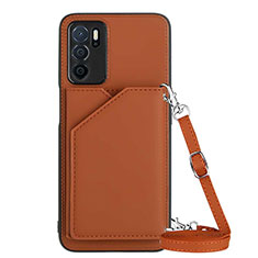 Soft Luxury Leather Snap On Case Cover YB3 for Oppo A16 Brown