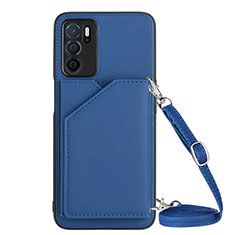 Soft Luxury Leather Snap On Case Cover YB3 for Oppo A16s Blue