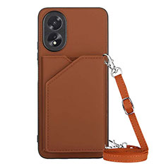 Soft Luxury Leather Snap On Case Cover YB3 for Oppo A58 4G Brown