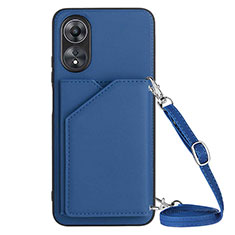 Soft Luxury Leather Snap On Case Cover YB3 for Oppo A58 5G Blue