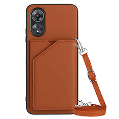 Soft Luxury Leather Snap On Case Cover YB3 for Oppo A58 5G Brown
