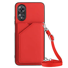 Soft Luxury Leather Snap On Case Cover YB3 for Oppo A58 5G Red