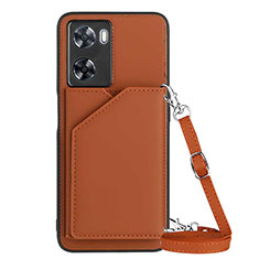 Soft Luxury Leather Snap On Case Cover YB3 for Oppo A77s Brown
